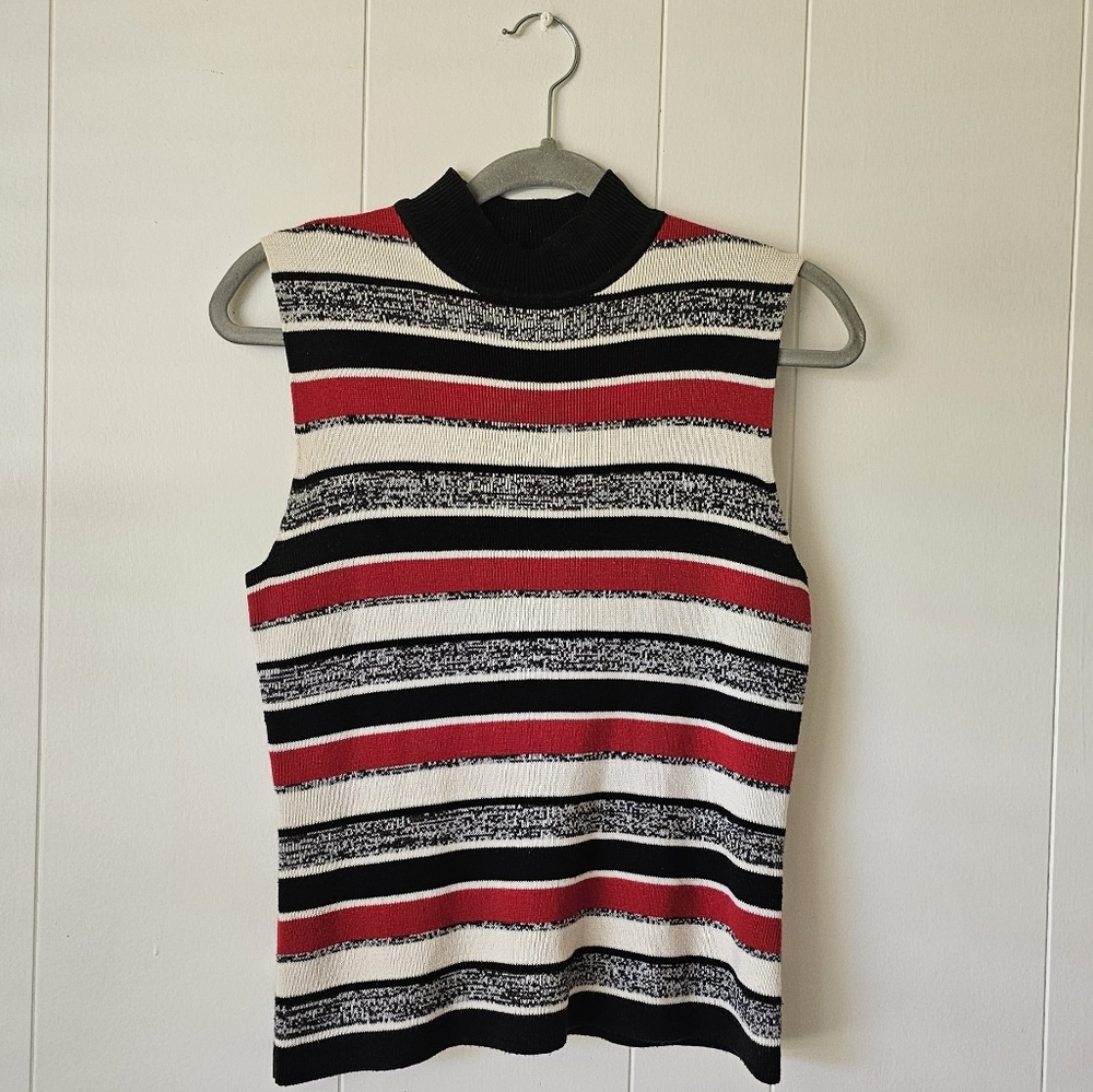 Mock Neck Striped Vest